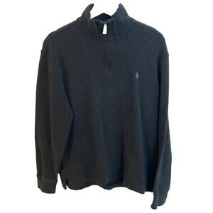 Polo Ralph Lauren 1/4 Zip Sweater Mens Medium Estate Rib Charcoal Gray Pony Logo